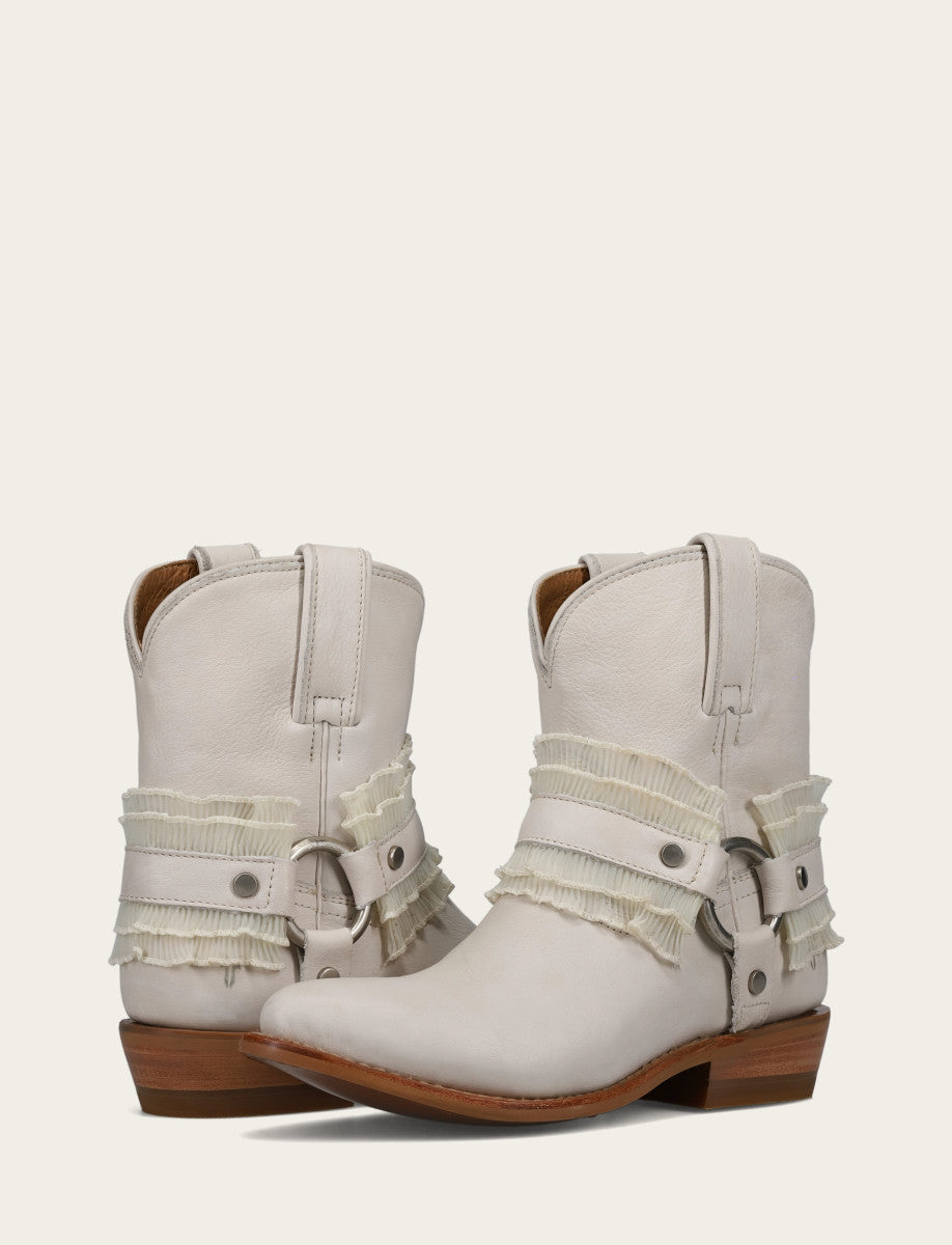 Women's Ivory Billy Harness Ruffle Boots - Ivory