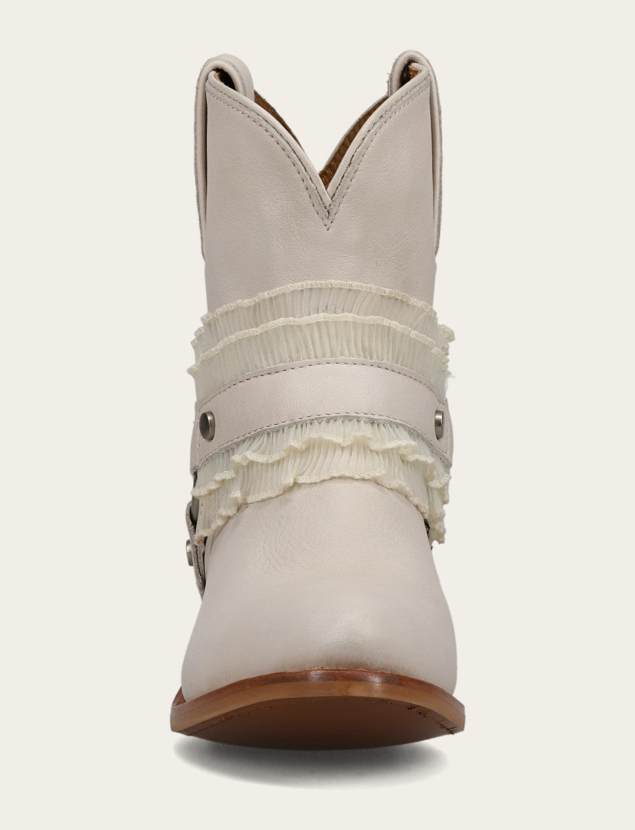 Women's Ivory Billy Harness Ruffle Boots - Ivory