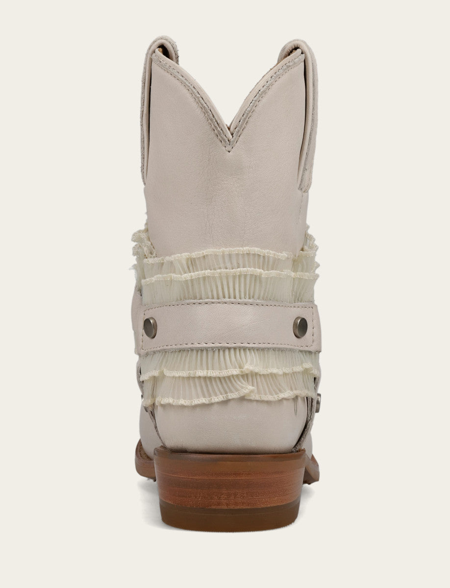 Women's Ivory Billy Harness Ruffle Boots - Ivory