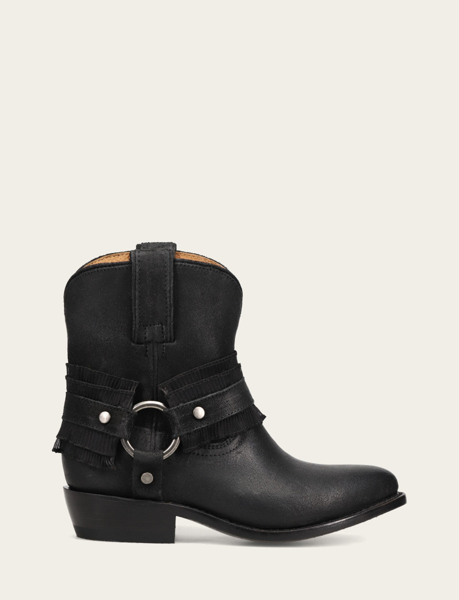 Women's Black Billy Harness Ruffle Boots - Black