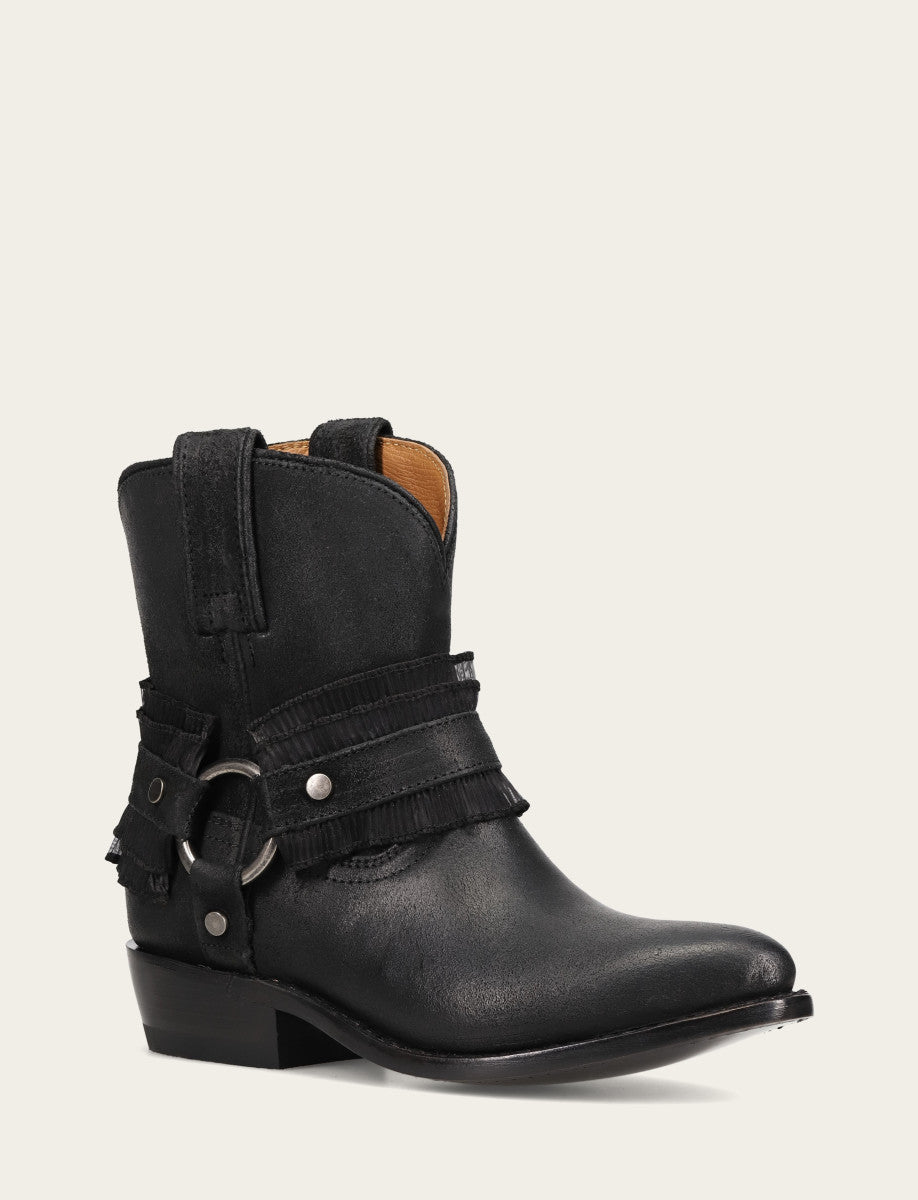 Women's Black Billy Harness Ruffle Boots - Black