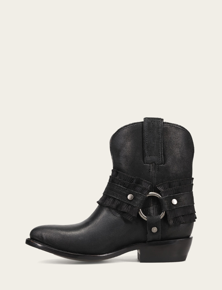 Women's Black Billy Harness Ruffle Boots - Black