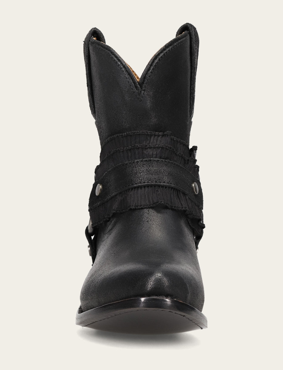 Women's Black Billy Harness Ruffle Boots - Black