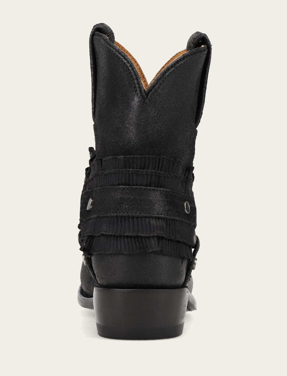 Women's Black Billy Harness Ruffle Boots - Black