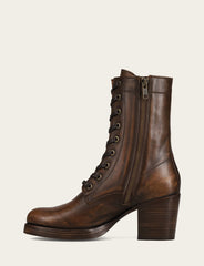 Women's Distressed Dk Brown Jean Lace Up Boot - Distressed Dark Brown
