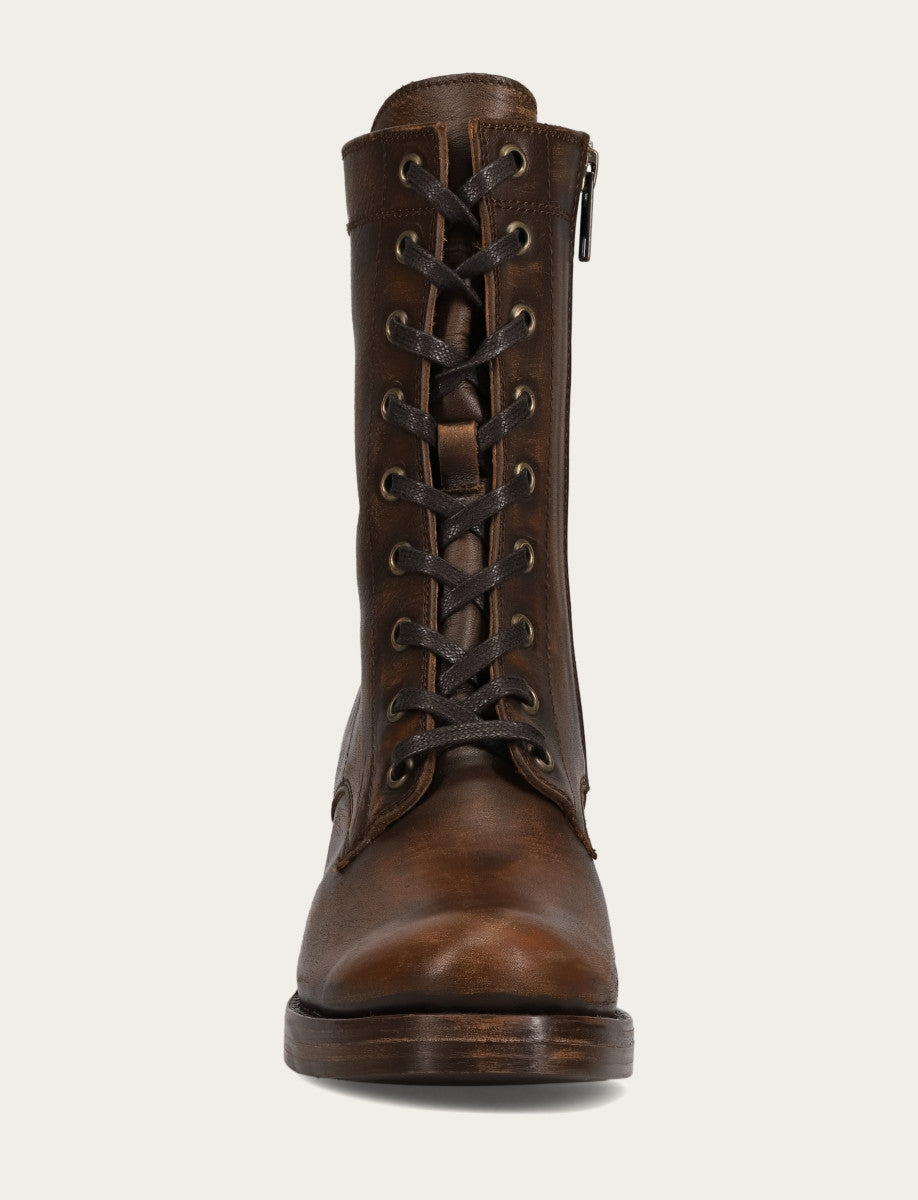 Women's Distressed Dk Brown Jean Lace Up Boot - Distressed Dark Brown