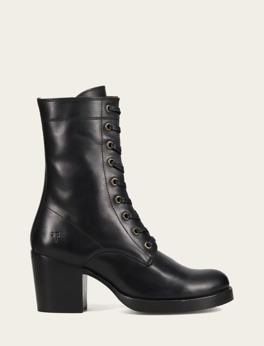 Women's Black Jean Lace Up Boot - Black