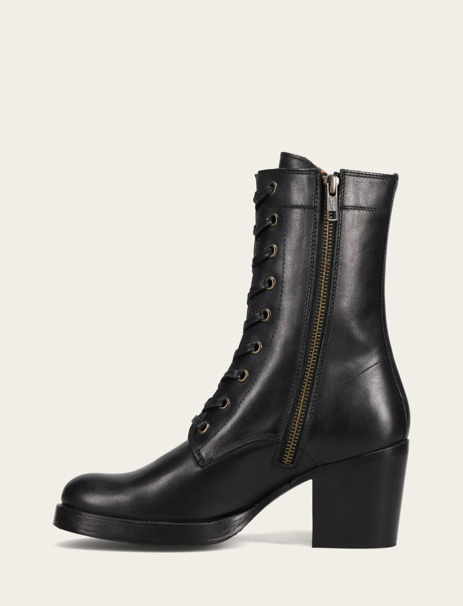 Women's Black Jean Lace Up Boot - Black