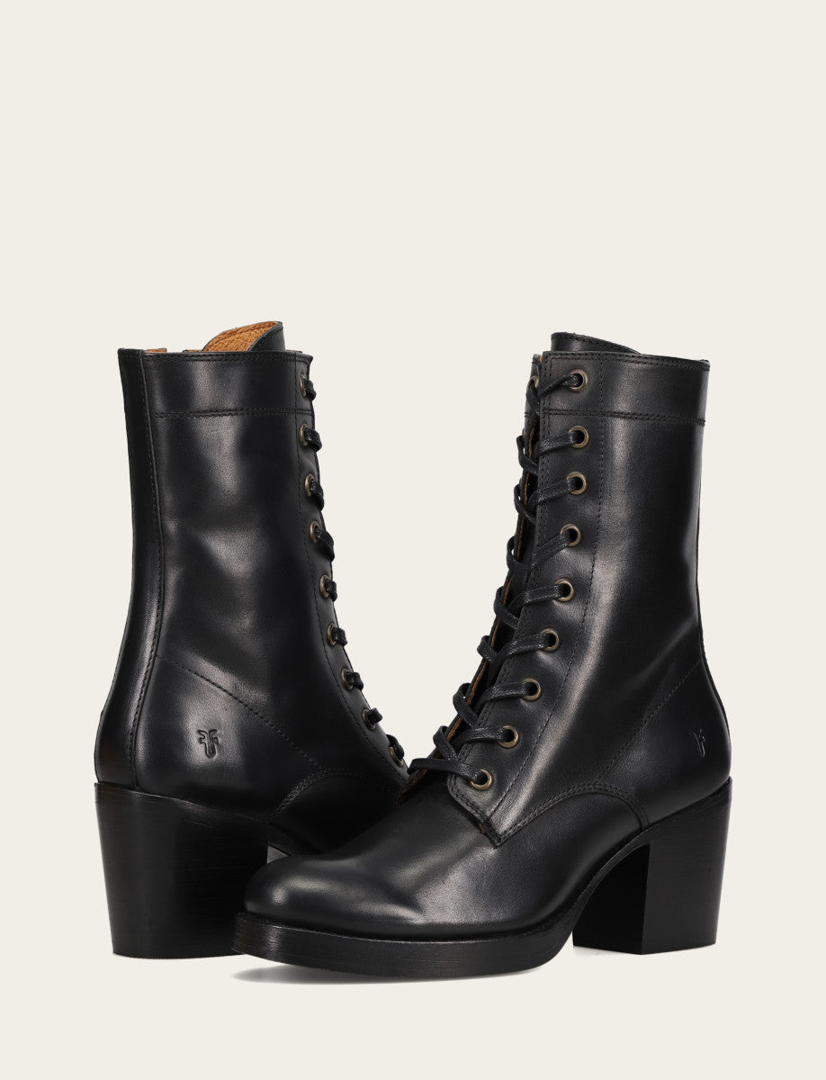 Women's Black Jean Lace Up Boot - Black