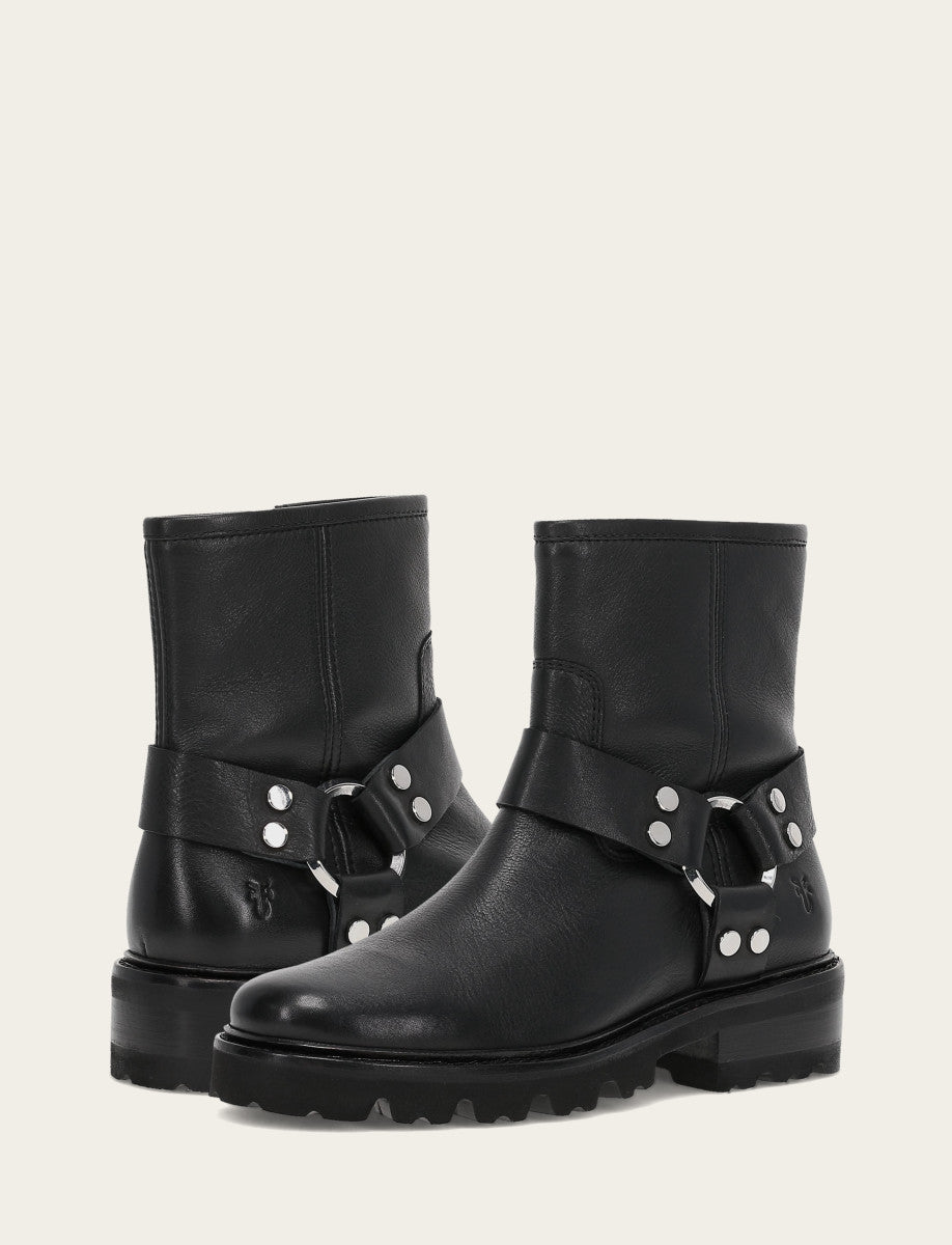 Women's Black Olivia Harness Short Booties - Black