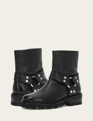Women's Black Olivia Harness Short Booties - Black
