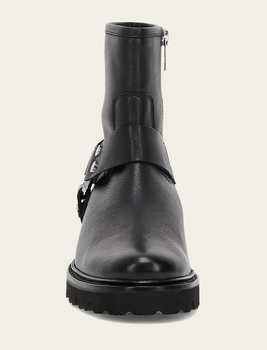 Women's Black Olivia Harness Short Booties - Black