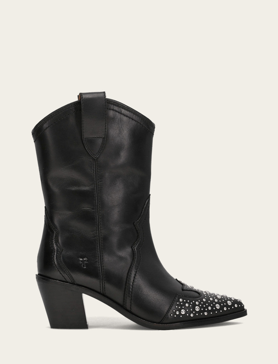 Women's Black Sara Wingtip Stud Boot - Black