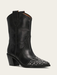Women's Black Sara Wingtip Stud Boot - Black