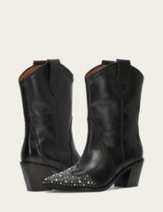 Women's Black Sara Wingtip Stud Boot - Black