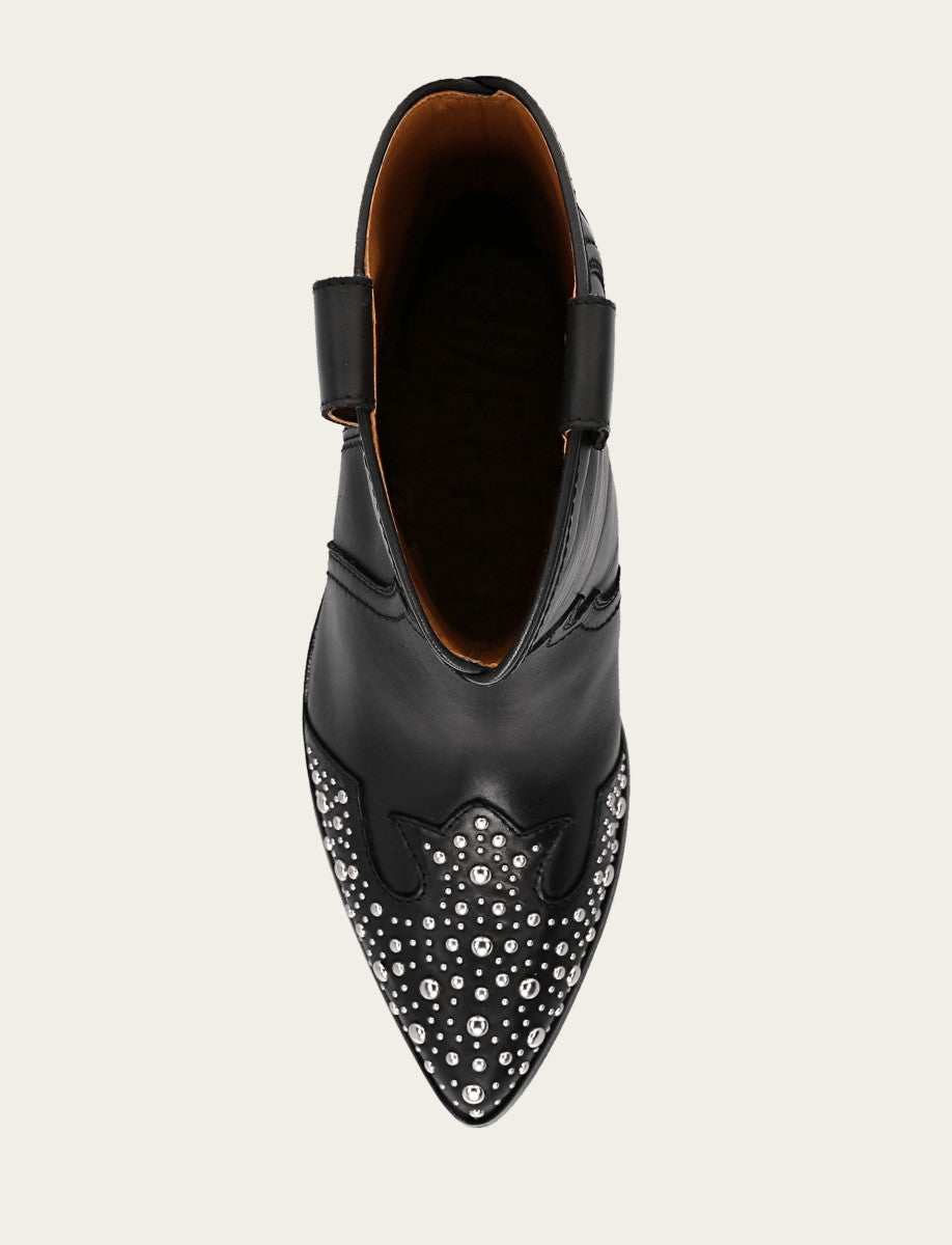 Women's Black Sara Wingtip Stud Boot - Black