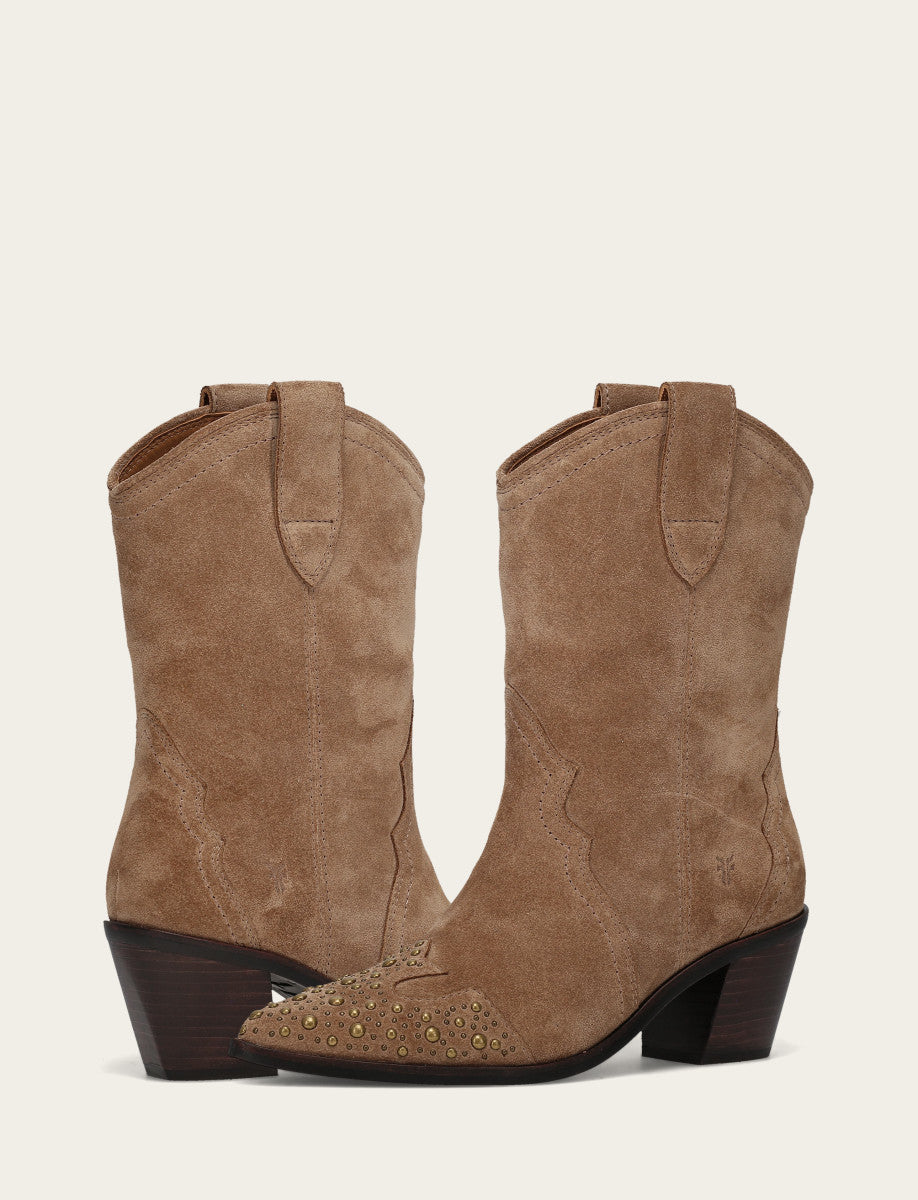 Women's Almond Sara Wingtip Stud Boot - Almond