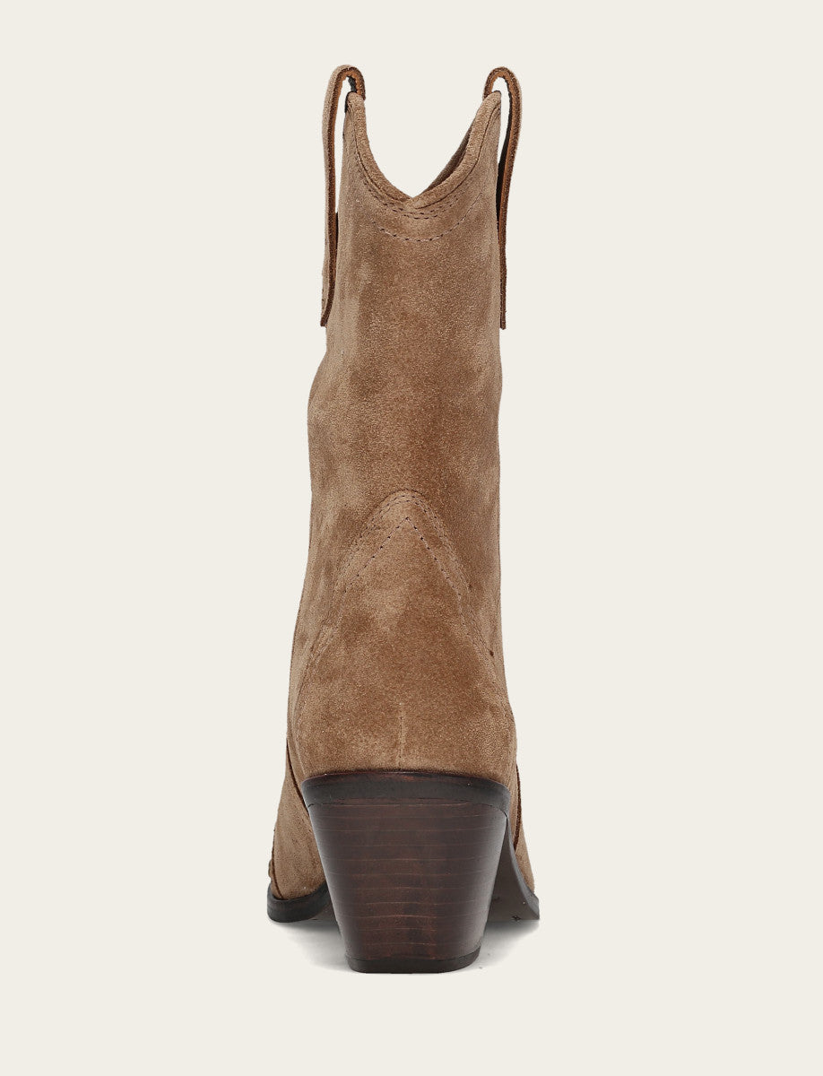 Women's Almond Sara Wingtip Stud Boot - Almond