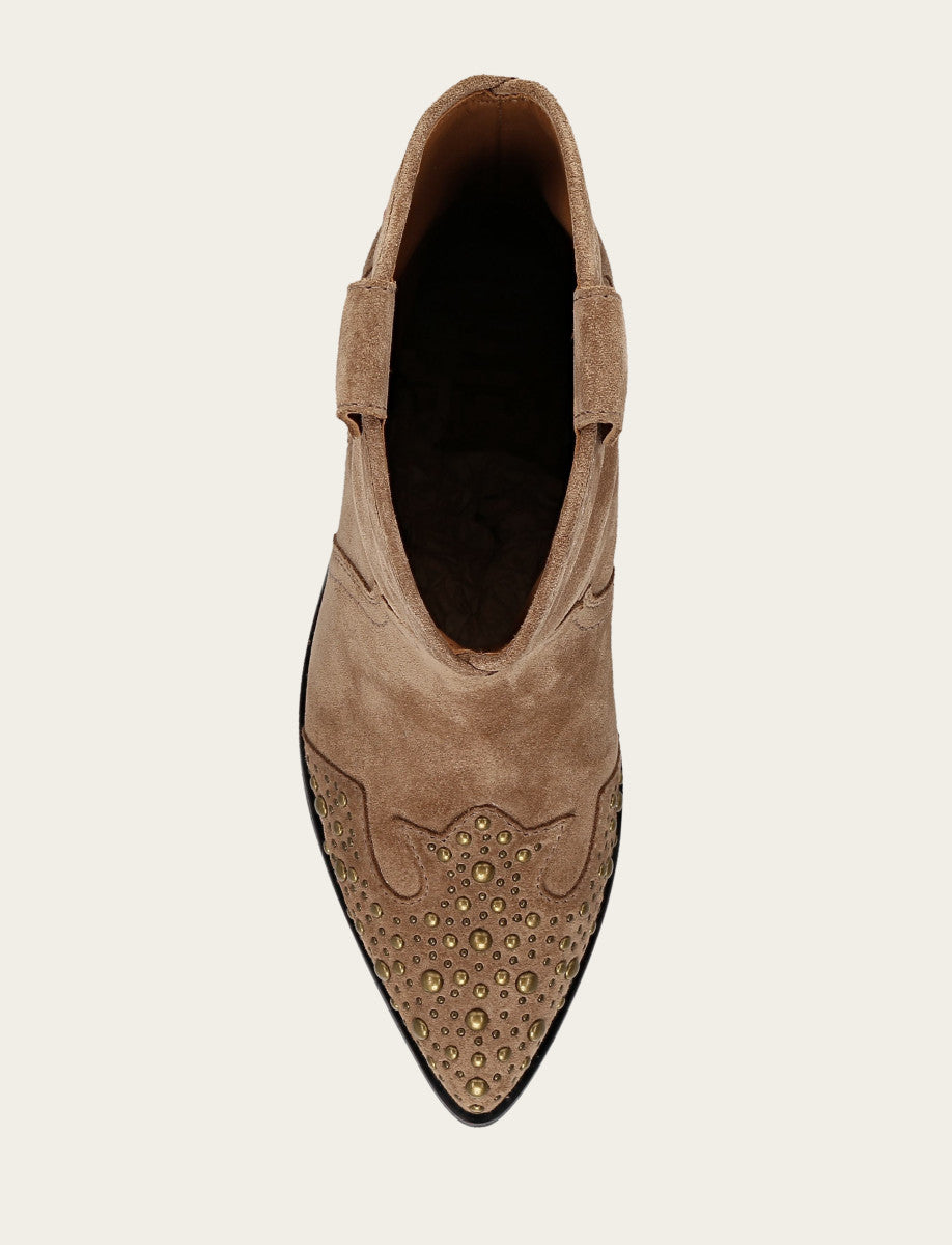 Women's Almond Sara Wingtip Stud Boot - Almond