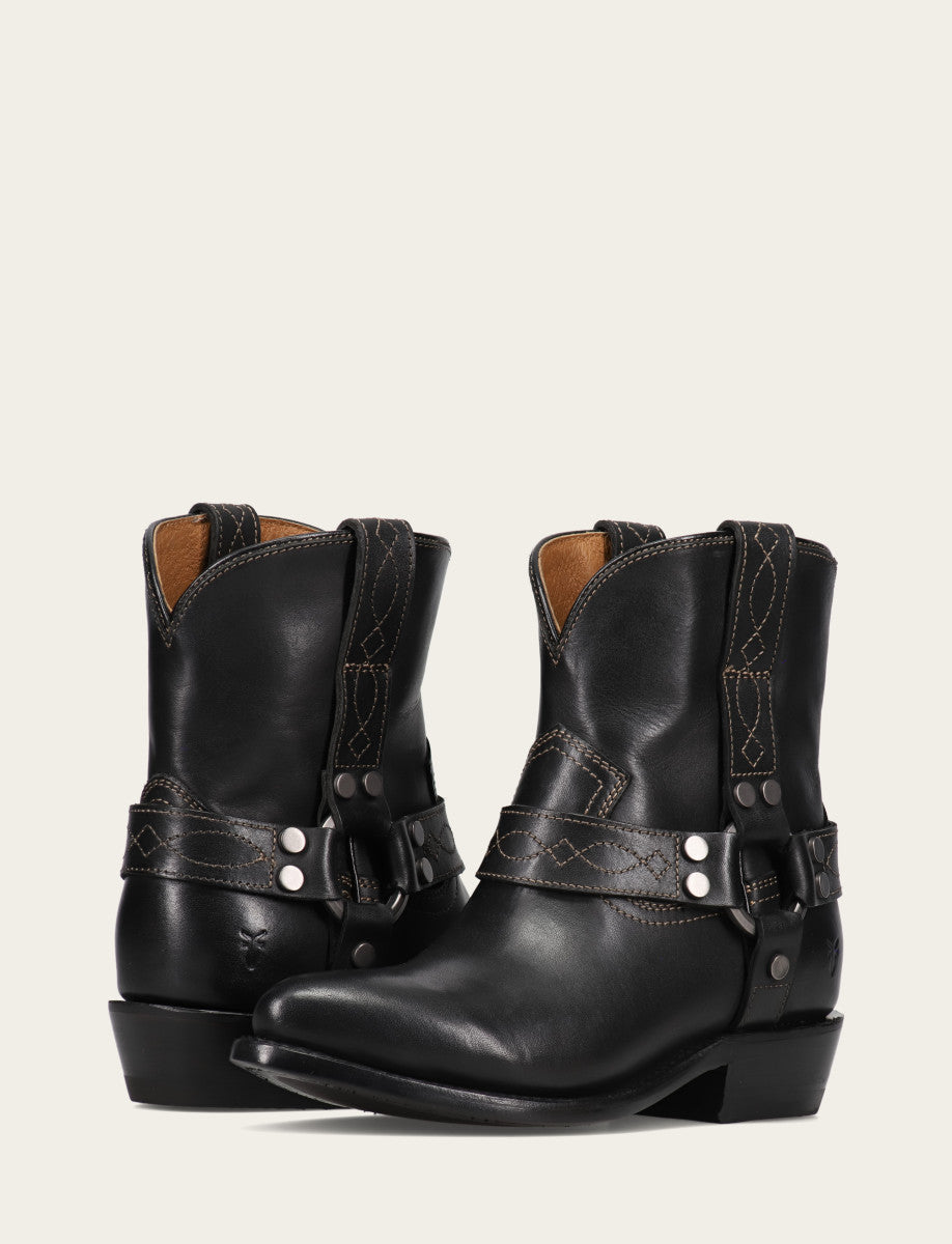 Women's Black Billy Short Harness Booties - Black