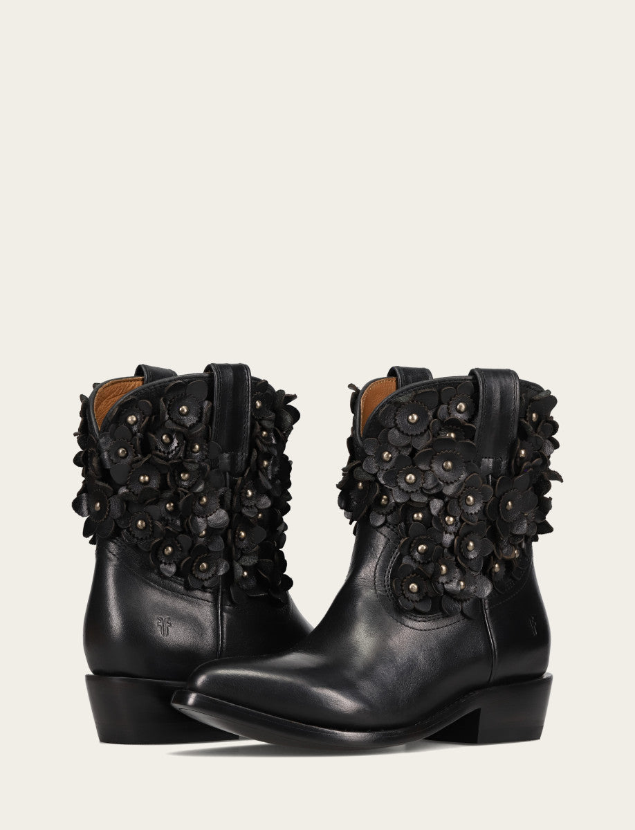 Women's Black Billy Flower Boot - Black