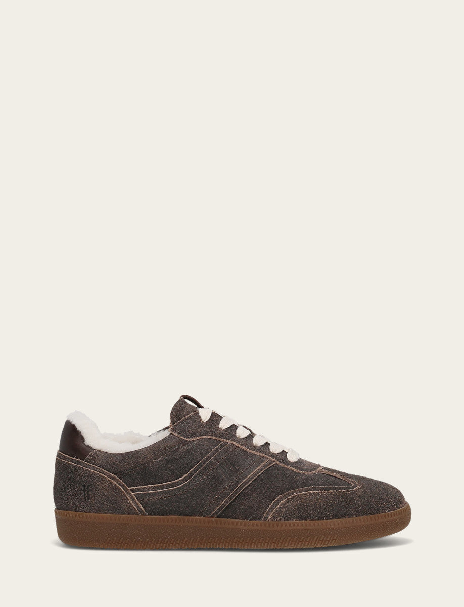 Women's Dark Truffle Milly Low Lace Shearling Sneaker - Dark Truffle
