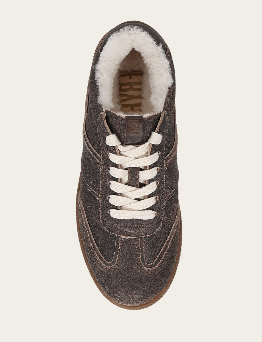Women's Dark Truffle Milly Low Lace Shearling Sneaker - Dark Truffle