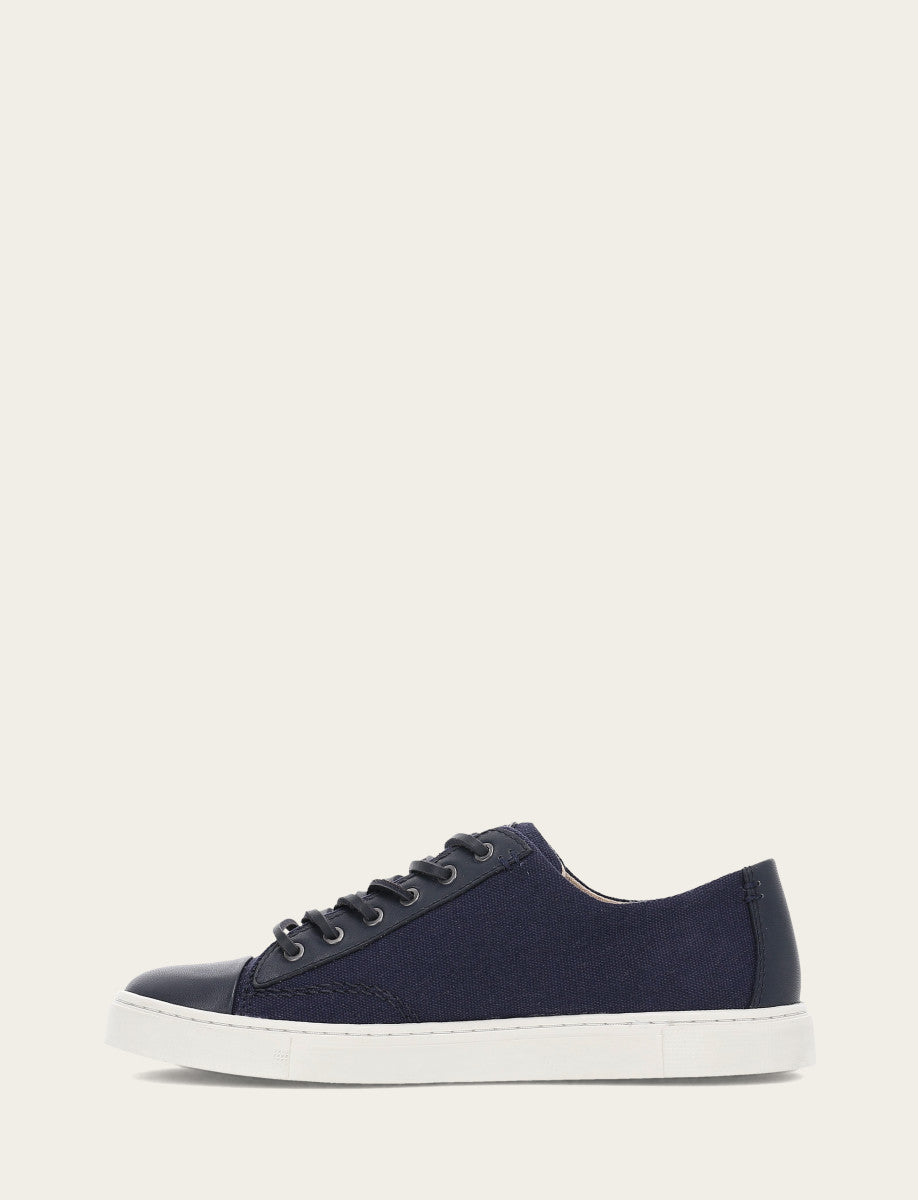 Women's Navy Ivy Canvas Low Lace Sneakers - Navy
