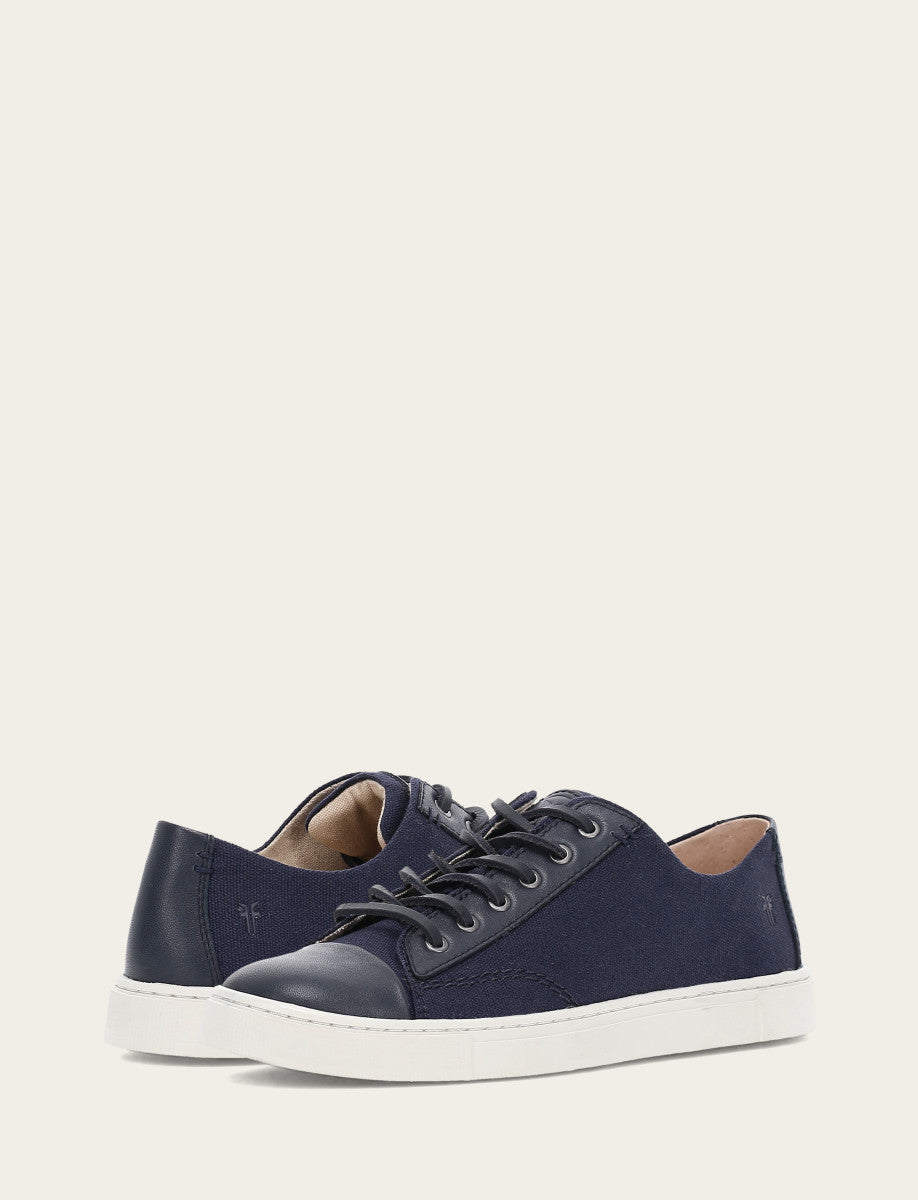 Women's Navy Ivy Canvas Low Lace Sneakers - Navy