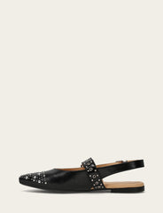 Women's Black Heather Slingback Studded Shoe - Black