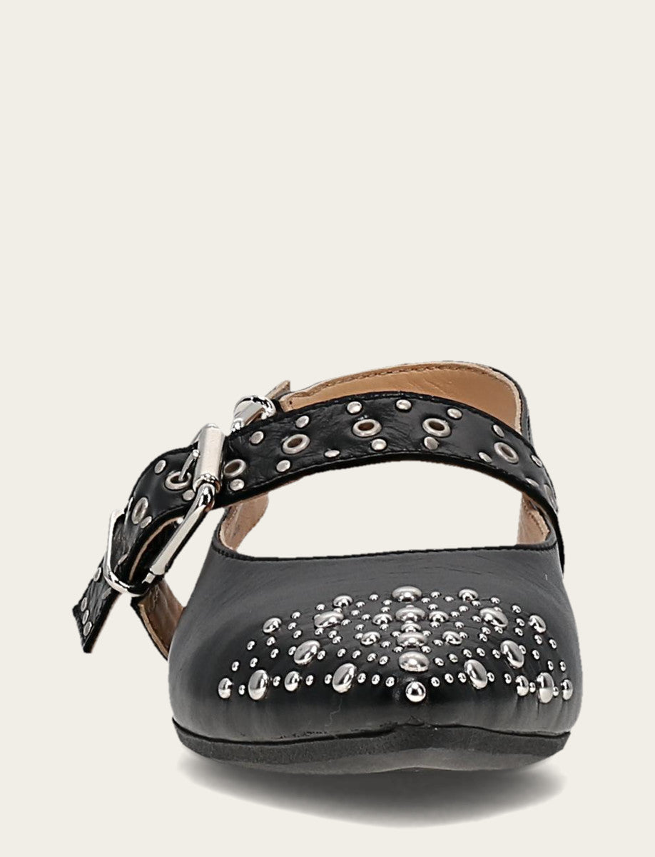 Women's Black Heather Slingback Studded Shoe - Black