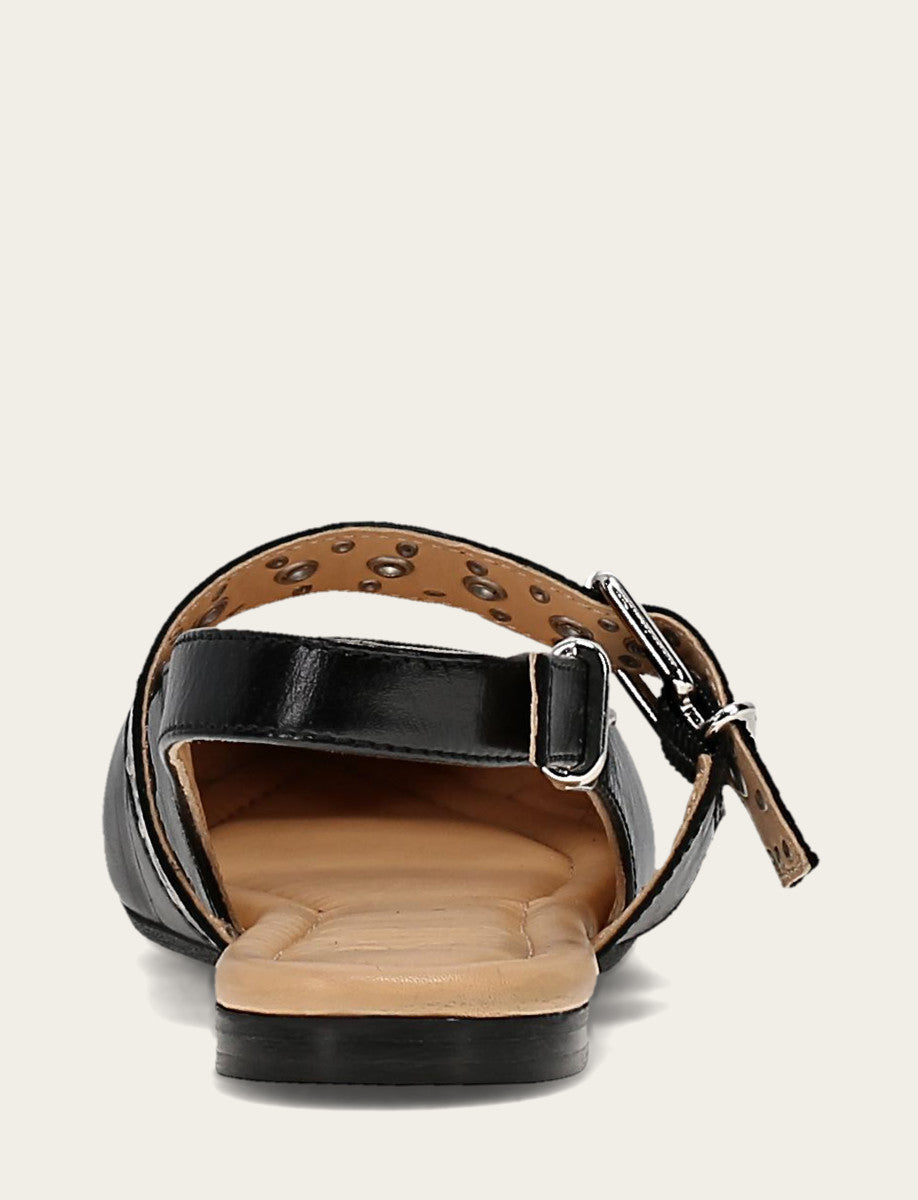 Women's Black Heather Slingback Studded Shoe - Black
