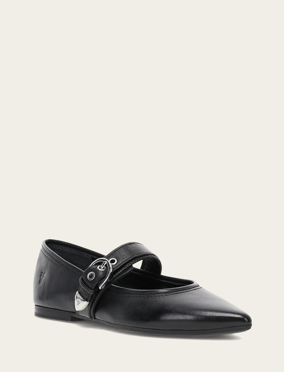 Women's Black Heather Buckle Mary Jane Flats - Black