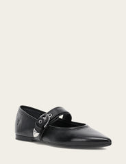 Women's Black Heather Buckle Mary Jane Flats - Black
