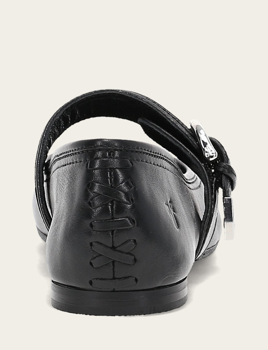 Women's Black Heather Buckle Mary Jane Flats - Black