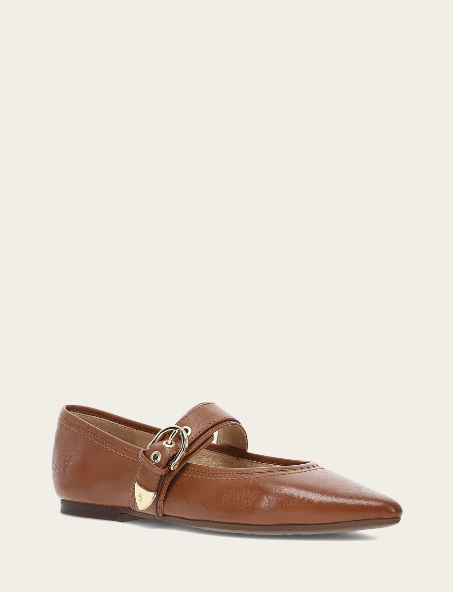 Women's Dark Latte Heather Buckle Mary Jane Flats - Dark Latte