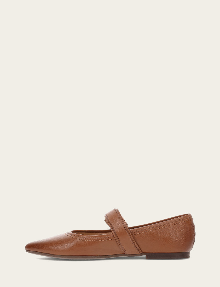 Women's Dark Latte Heather Buckle Mary Jane Flats - Dark Latte