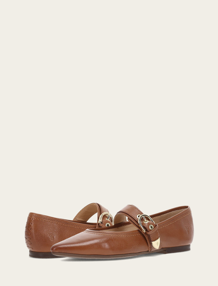 Women's Dark Latte Heather Buckle Mary Jane Flats - Dark Latte