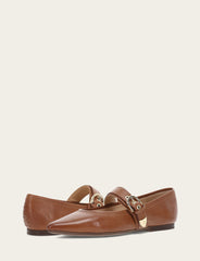 Women's Dark Latte Heather Buckle Mary Jane Flats - Dark Latte