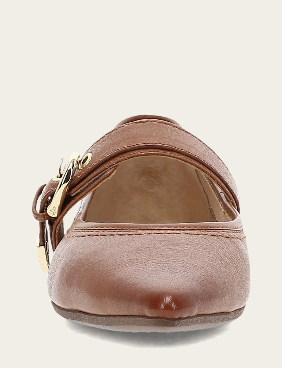 Women's Dark Latte Heather Buckle Mary Jane Flats - Dark Latte
