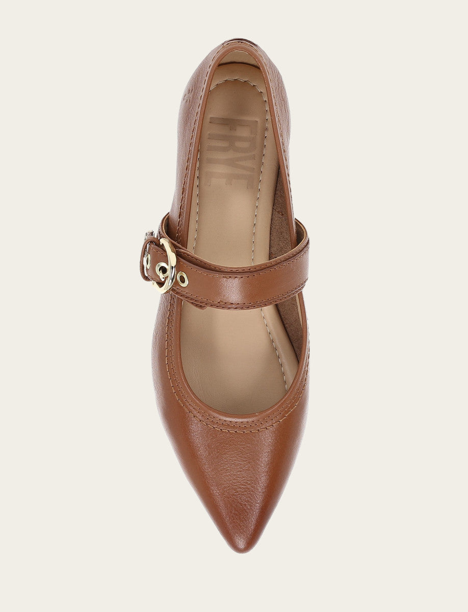 Women's Dark Latte Heather Buckle Mary Jane Flats - Dark Latte