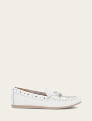 Women's White Naya Stud Moc Loafers - White