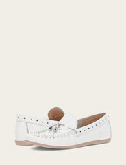 Women's White Naya Stud Moc Loafers - White