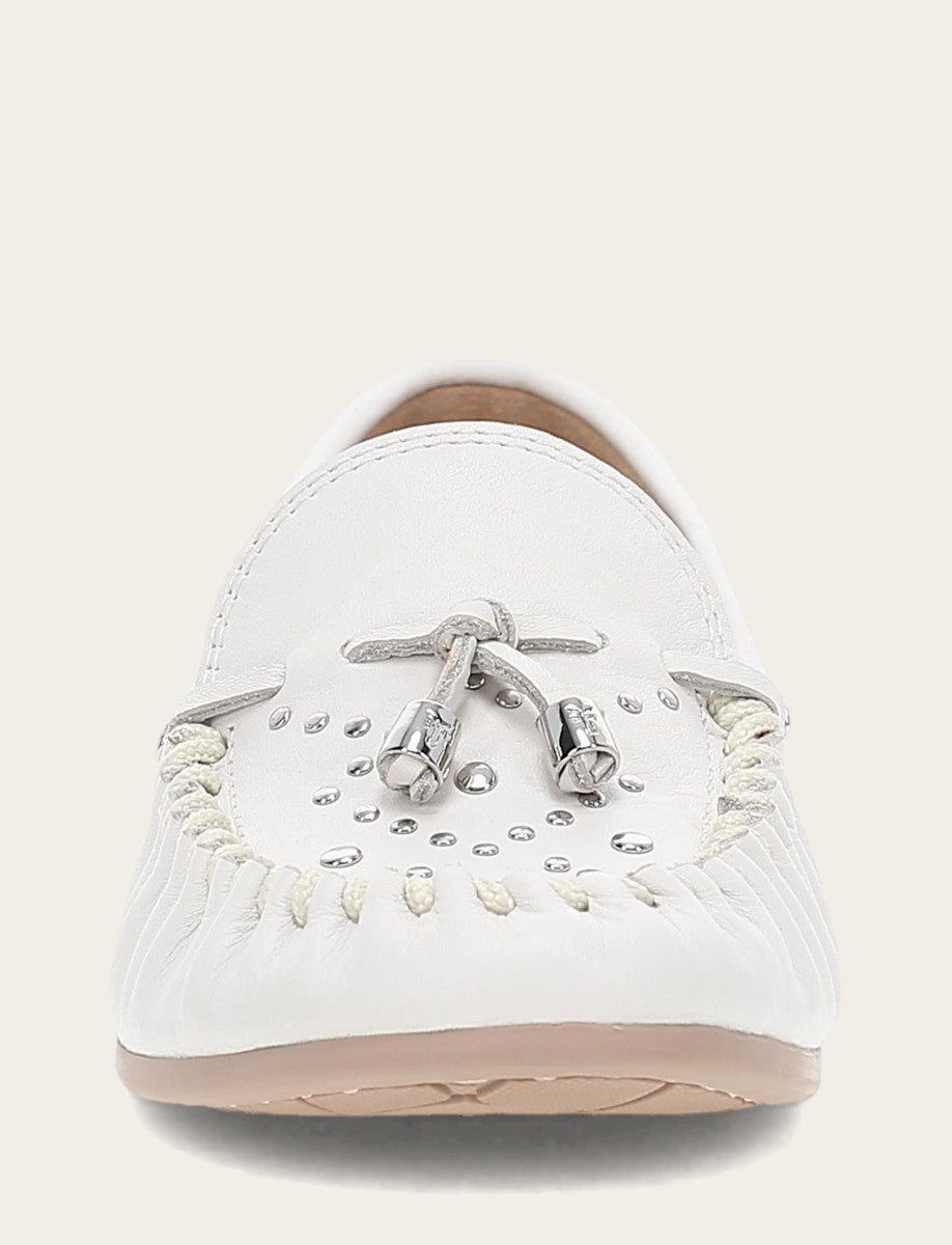 Women's White Naya Stud Moc Loafers - White