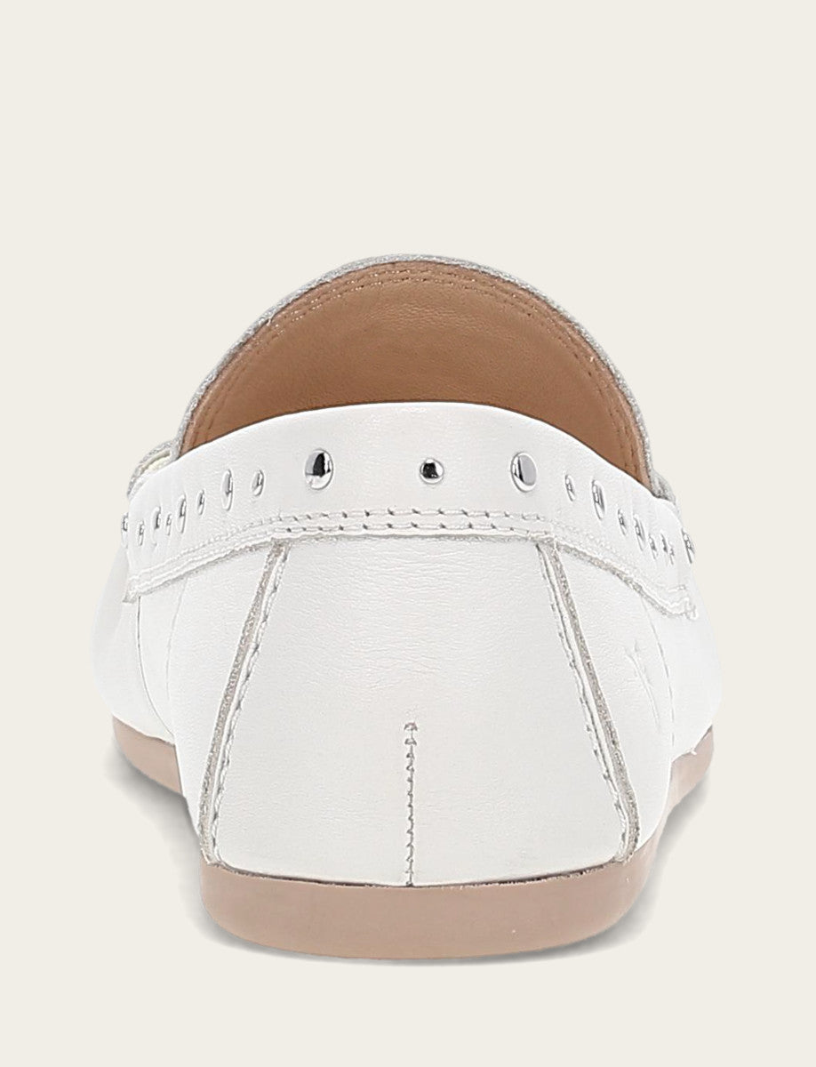 Women's White Naya Stud Moc Loafers - White