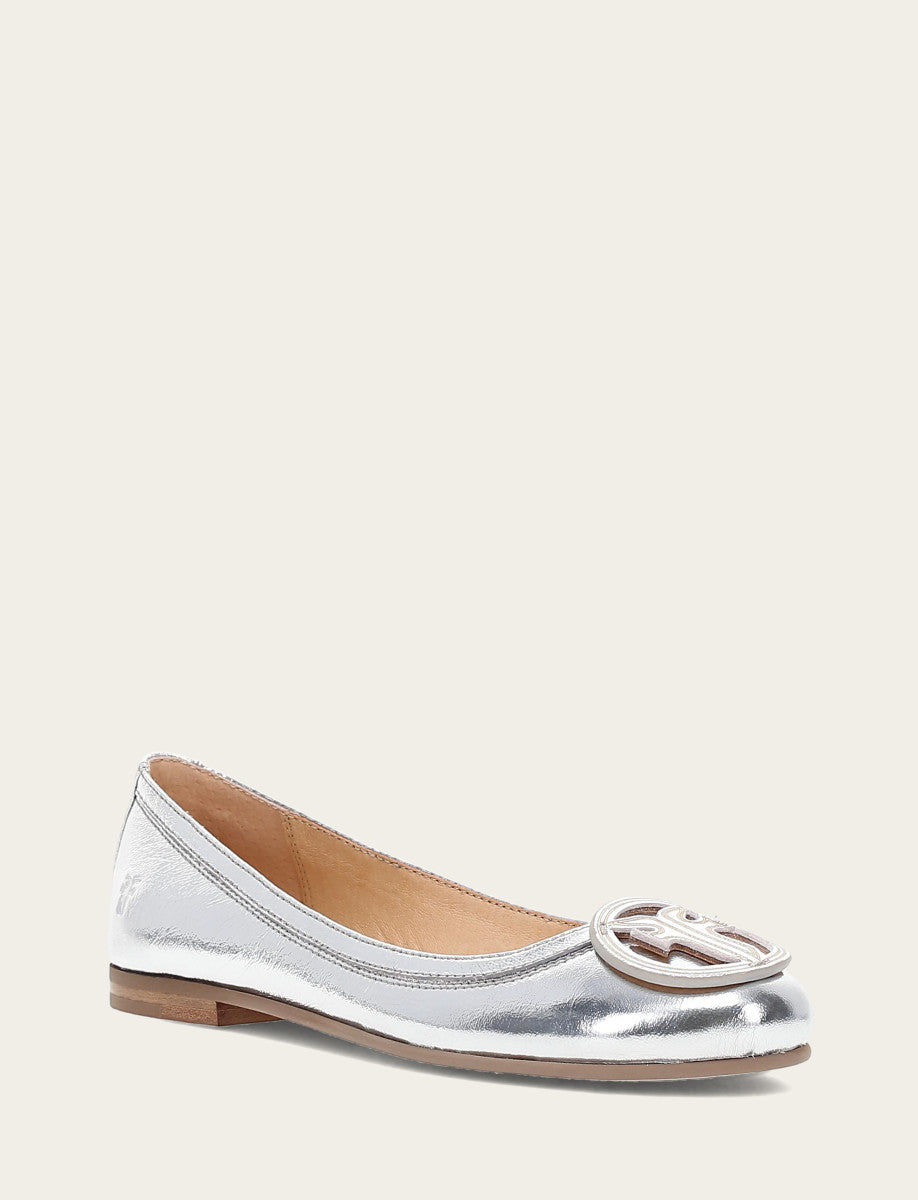 Women's Silver Carson Logo Ballet Flats - Silver