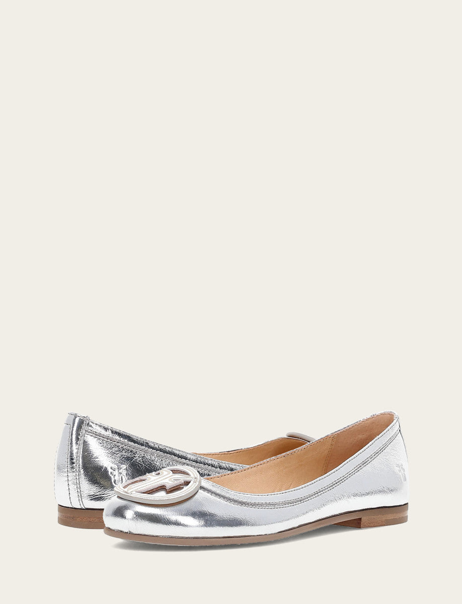 Women's Silver Carson Logo Ballet Flats - Silver