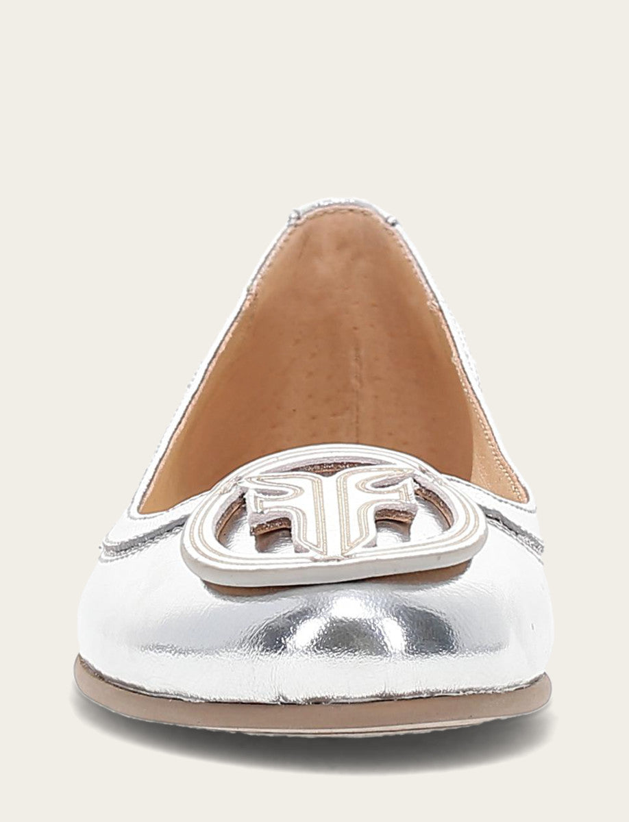 Women's Silver Carson Logo Ballet Flats - Silver