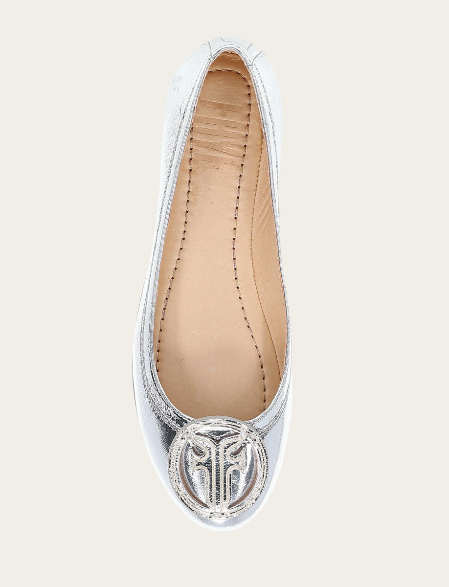 Women's Silver Carson Logo Ballet Flats - Silver