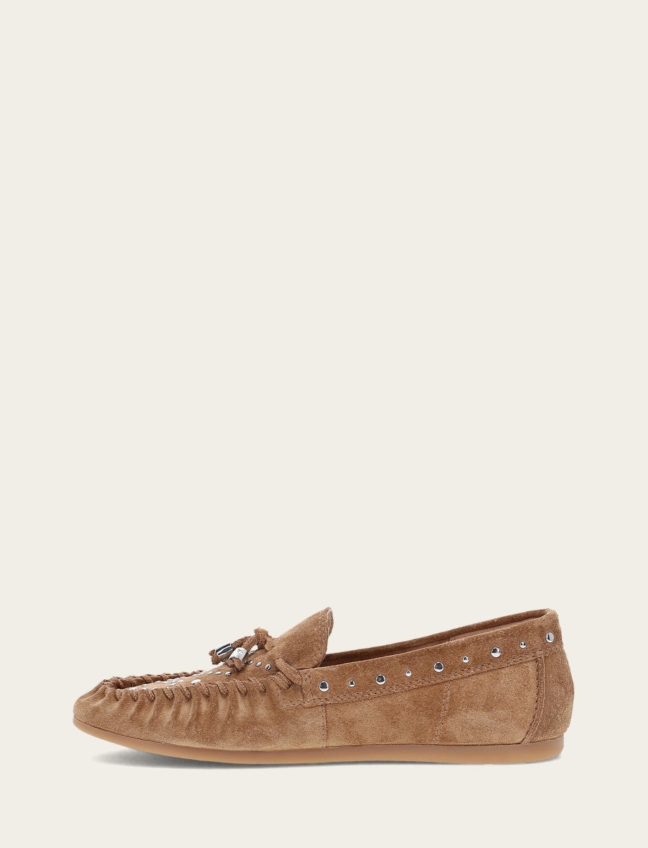 Women's Almond Naya Stud Moc Loafers - Almond